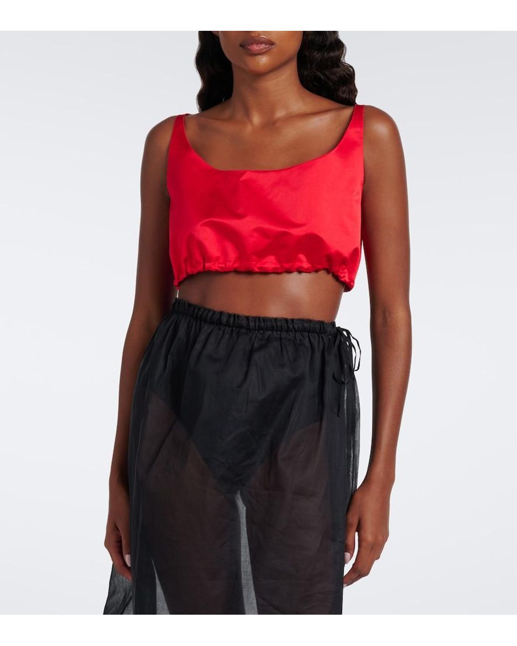 Prada Red Silk Duchesse Crop Top