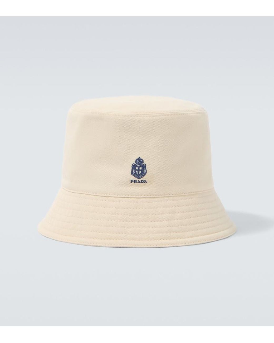 Prada Natural Cotton Gabardine Bucket Hat for men