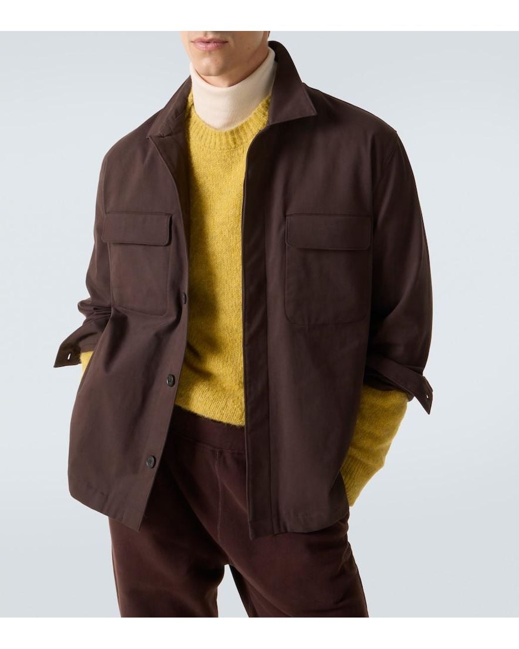 Sunspel Purple Cotton And Cashmere Overshirt for men