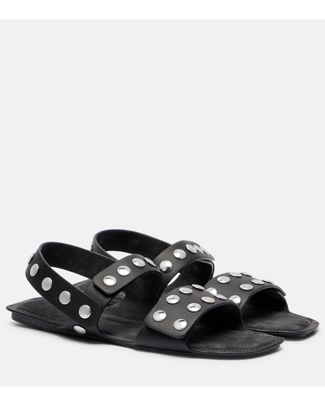 Khaite Black Boden Studded Leather Sandals