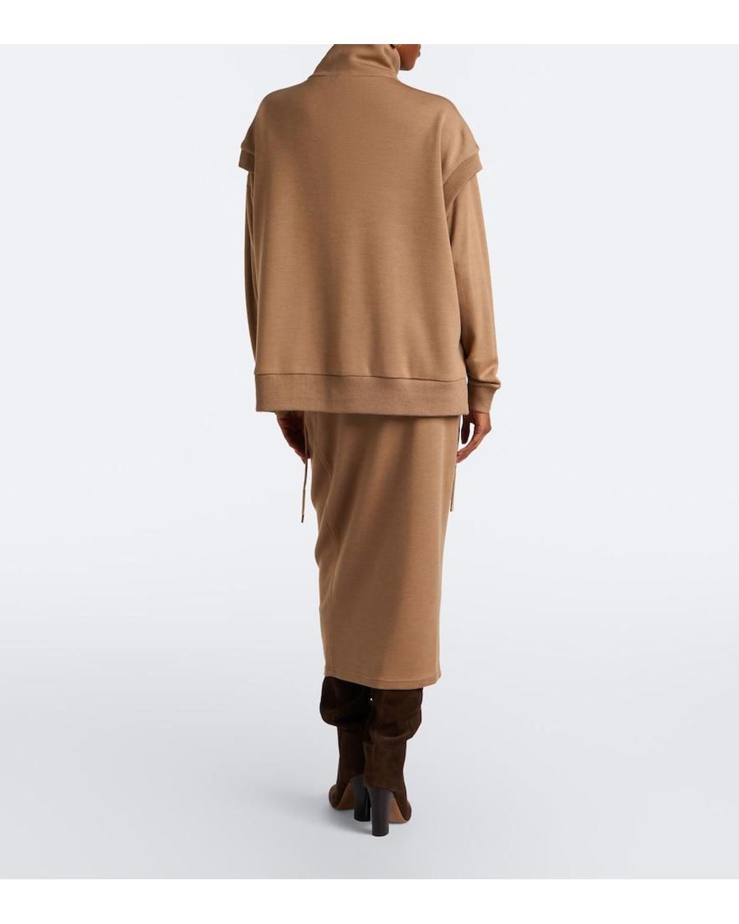 Max Mara Natural Virgin Wool Midi Skirt
