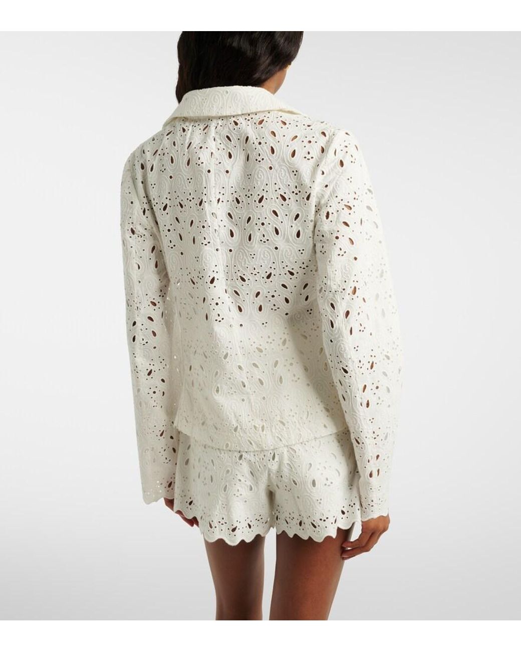 FRAME White Paisley Broderie Anglaise Cotton Blazer
