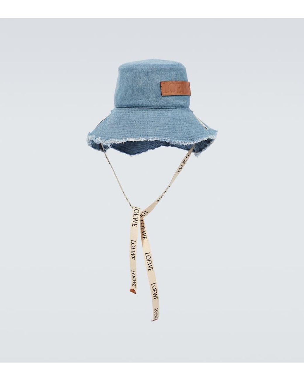 Loewe Logo Distressed Denim Bucket Hat in Blue for Men