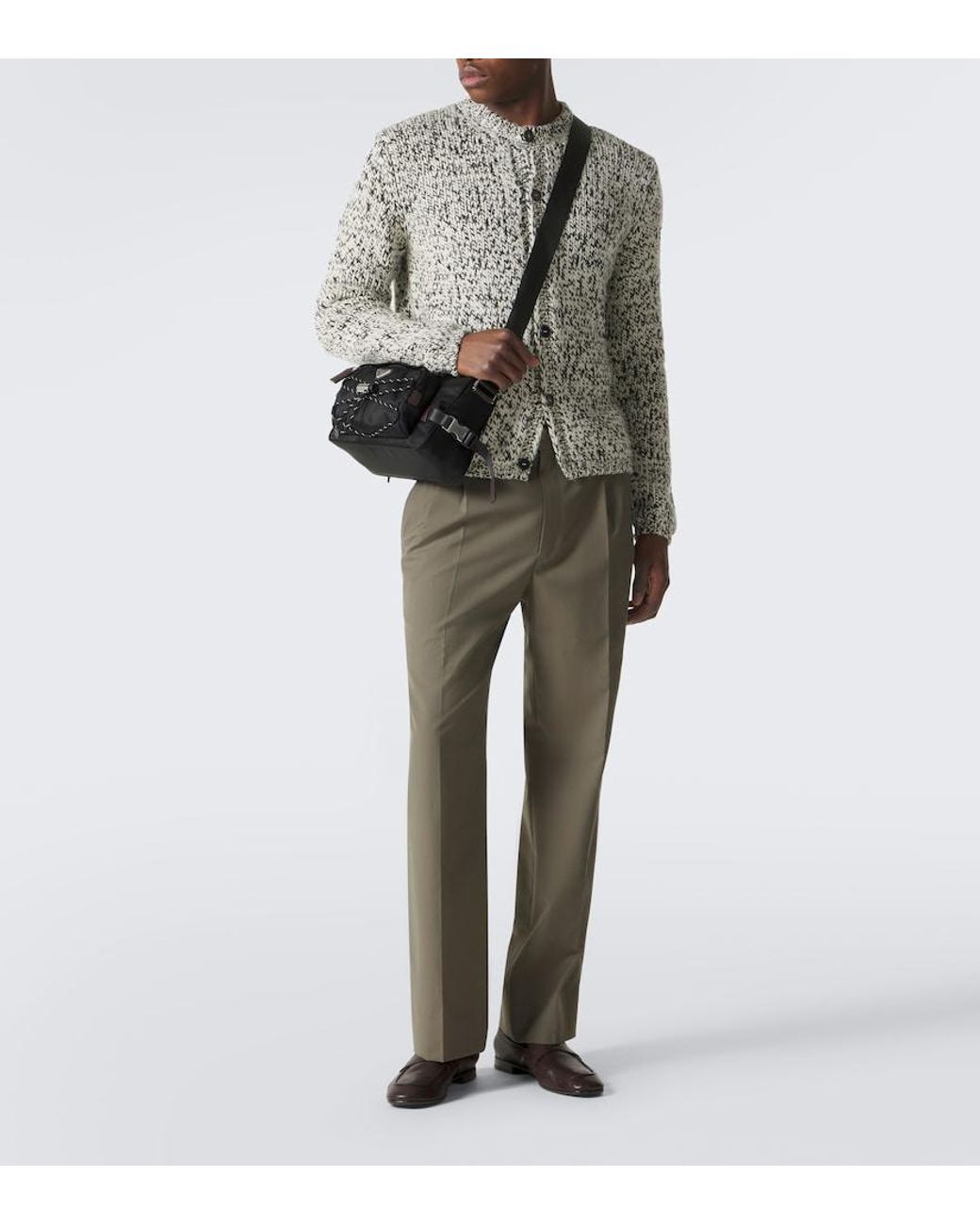 Prada Brown Logo Leather Penny Loafers for men
