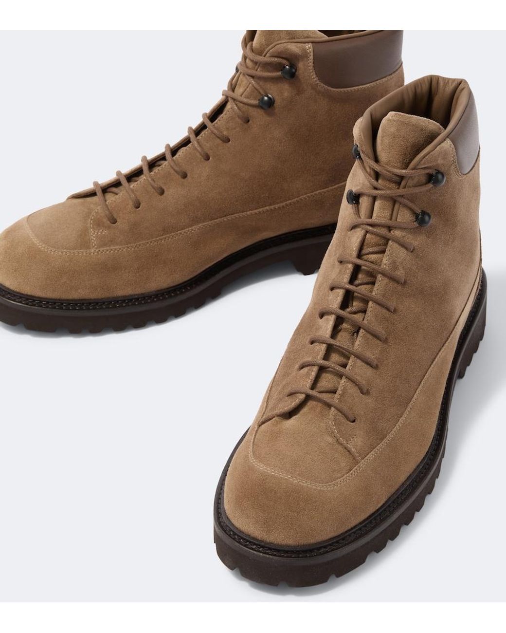 Common Projects Brown Hiker Leather-Trimmed Suede Lace-Up Boots for men