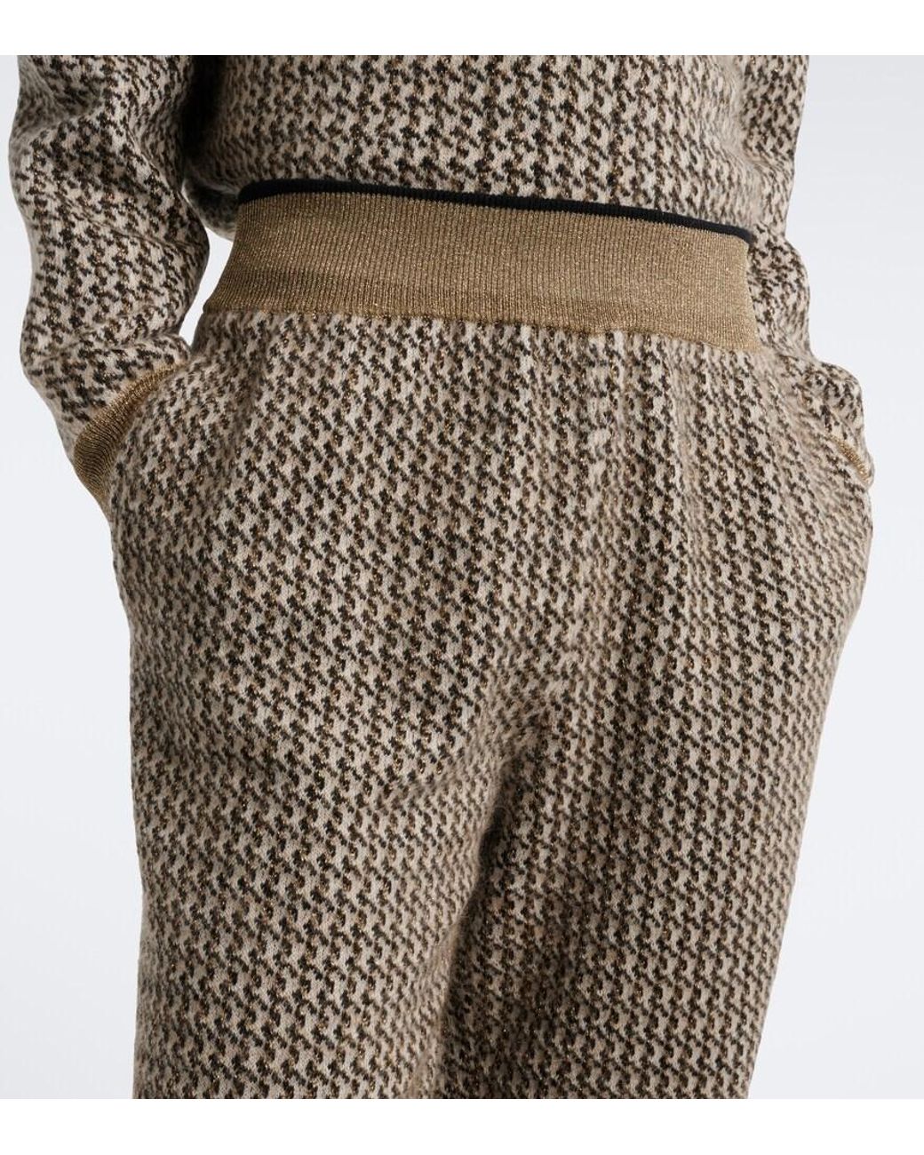 Brunello Cucinelli Gray Houndstooth Mohair And Wool-Blend Straight Pants