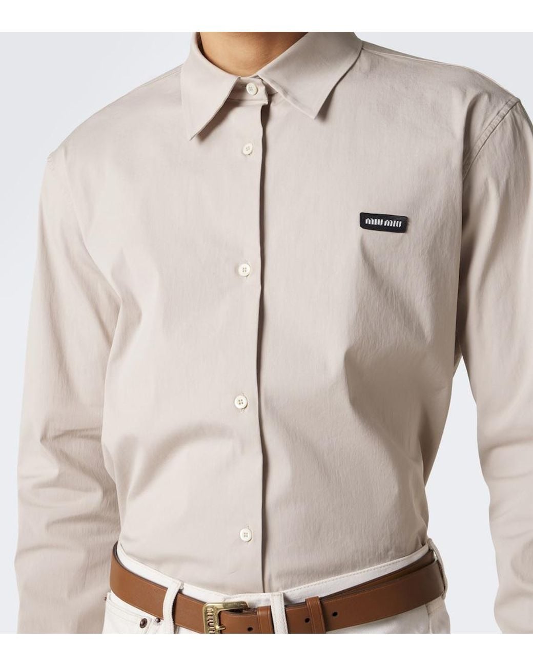Miu Miu Natural Cotton-Blend Poplin Shirt for men