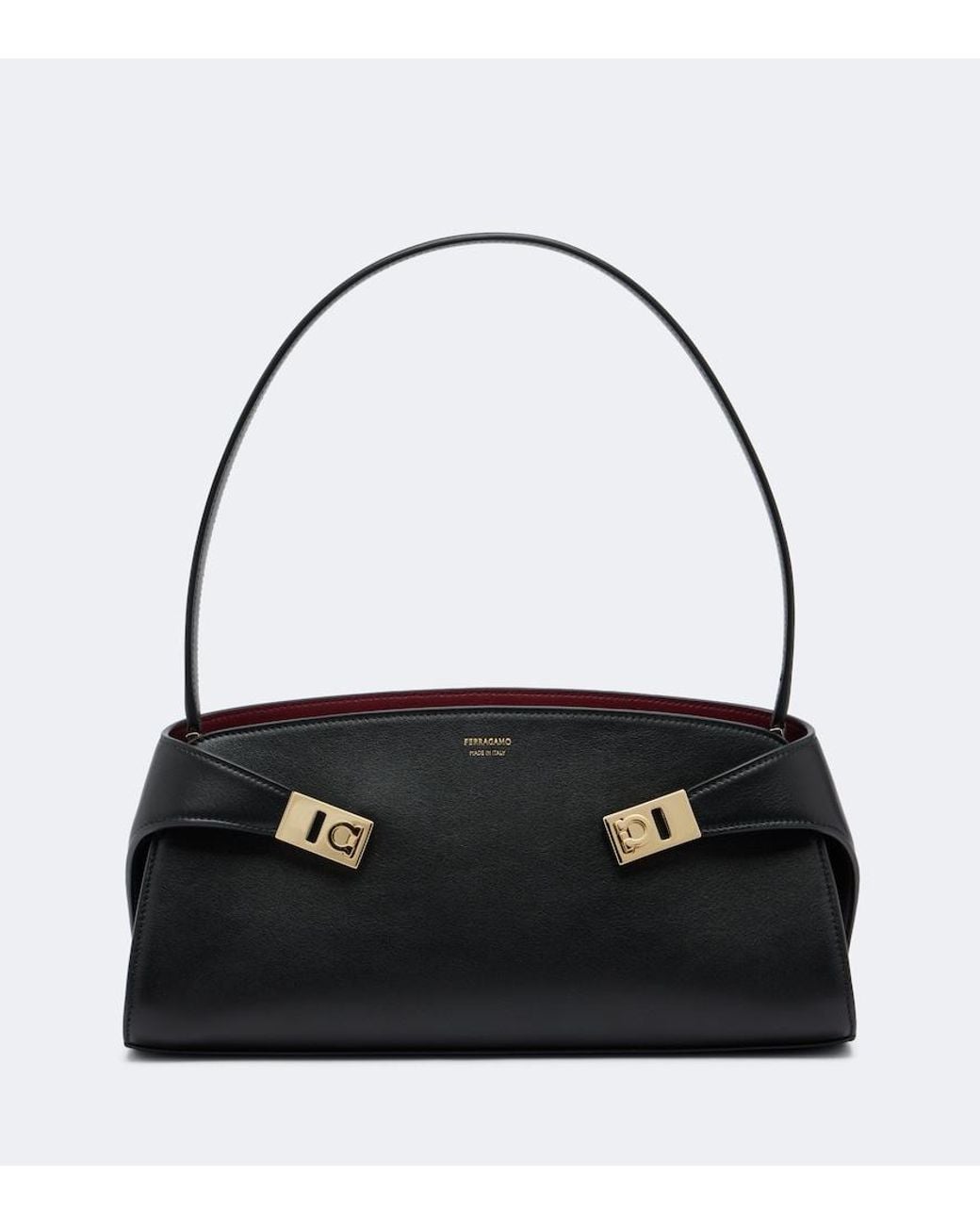 Ferragamo Black Hug East-West Small Leather Shoulder Bag