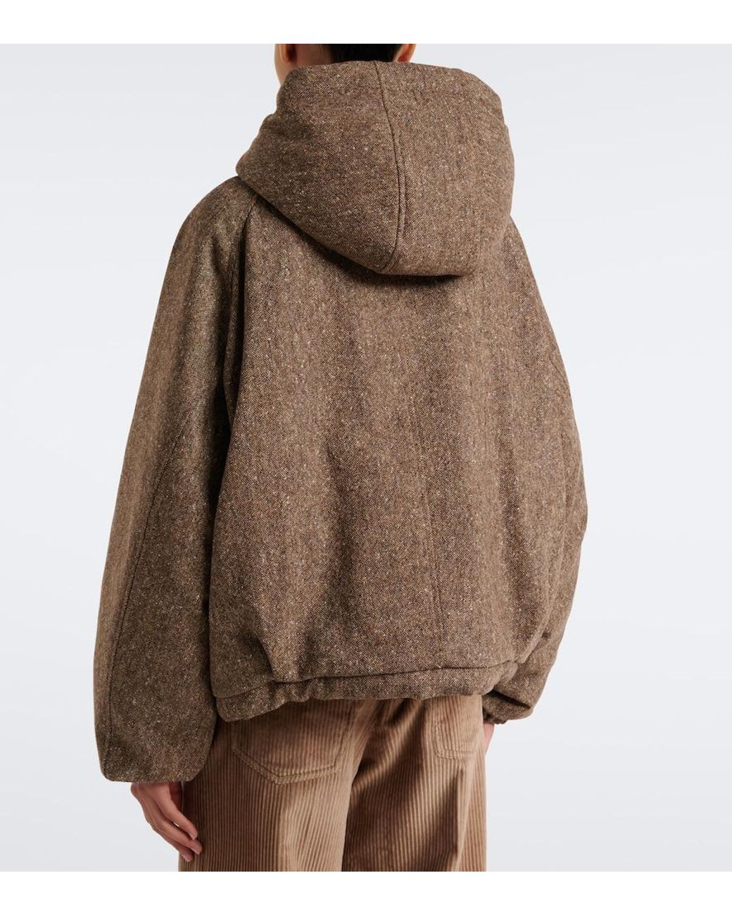 Brunello Cucinelli Brown Hooded Wool-Blend Down Jacket