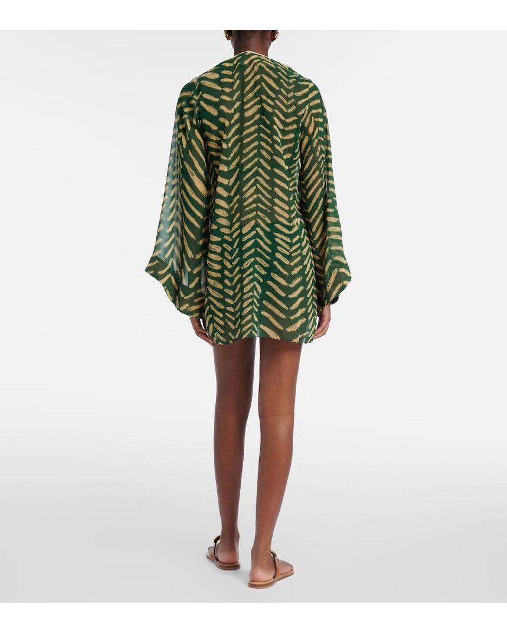 Johanna Ortiz Green Printed Cotton Kaftan