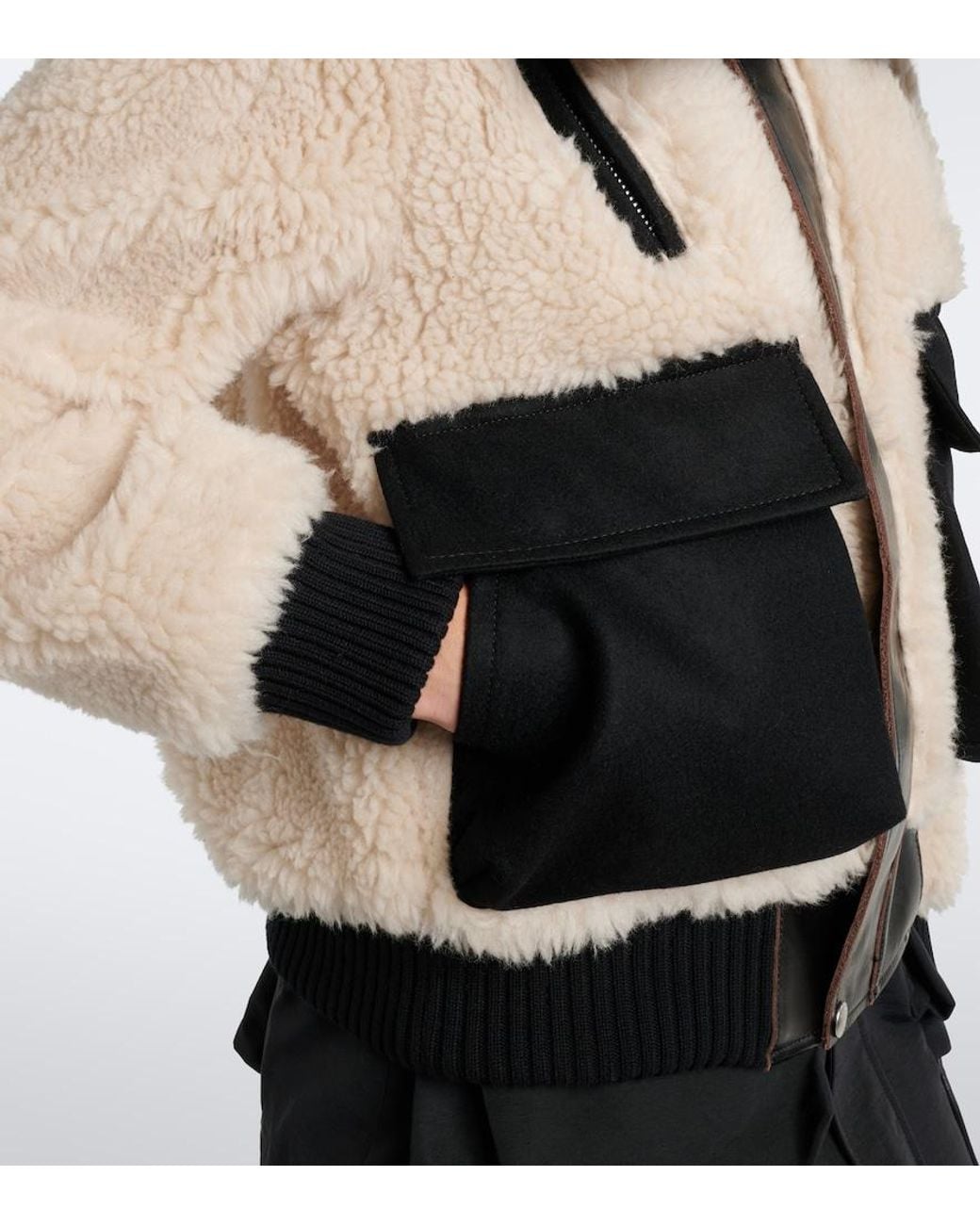 Sacai Black Paneled Wool-Blend Blouson Jacket