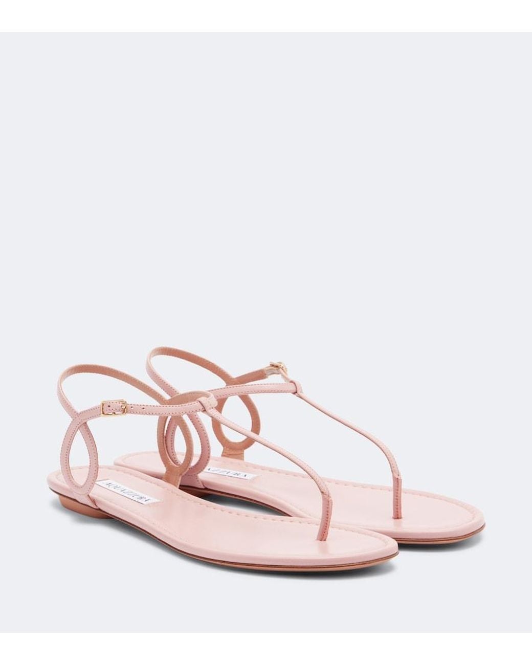 Aquazzura Pink Almost Bare Leather Thong Sandals