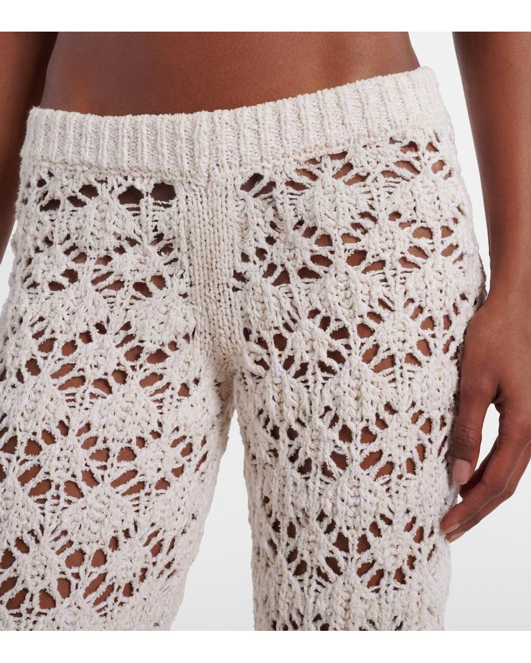 Alanui White Lagoon Romance Crochet Flared Pants
