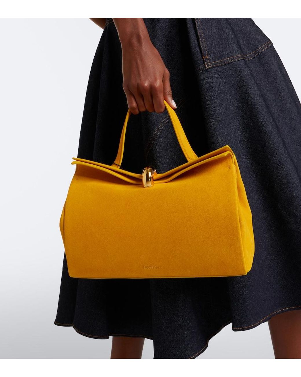 Jacquemus Yellow Valerie Suede Top-Handle Bag