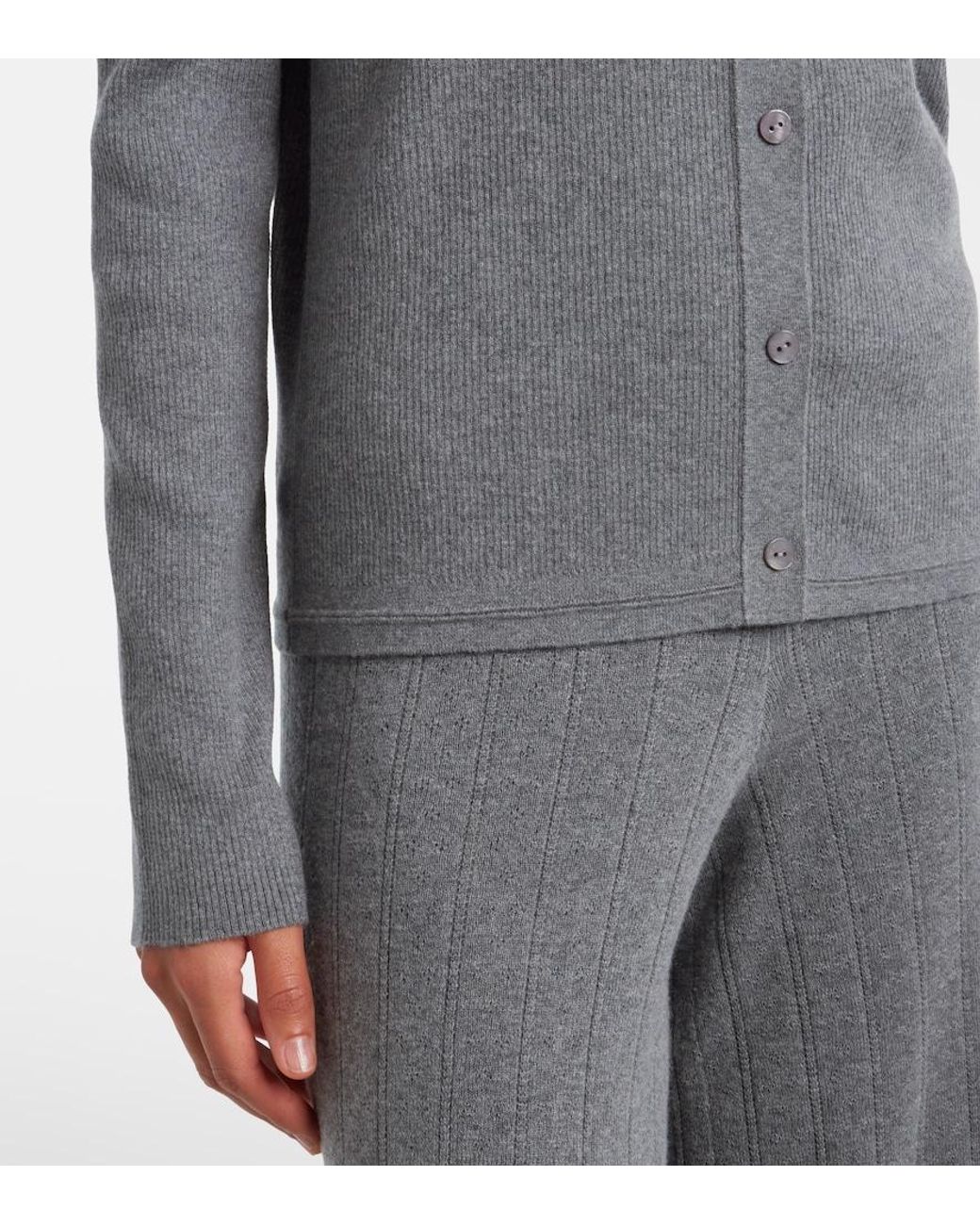 Lisa Yang Gray Abeena Ribbed-Knit Cotton And Cashmere Cardigan