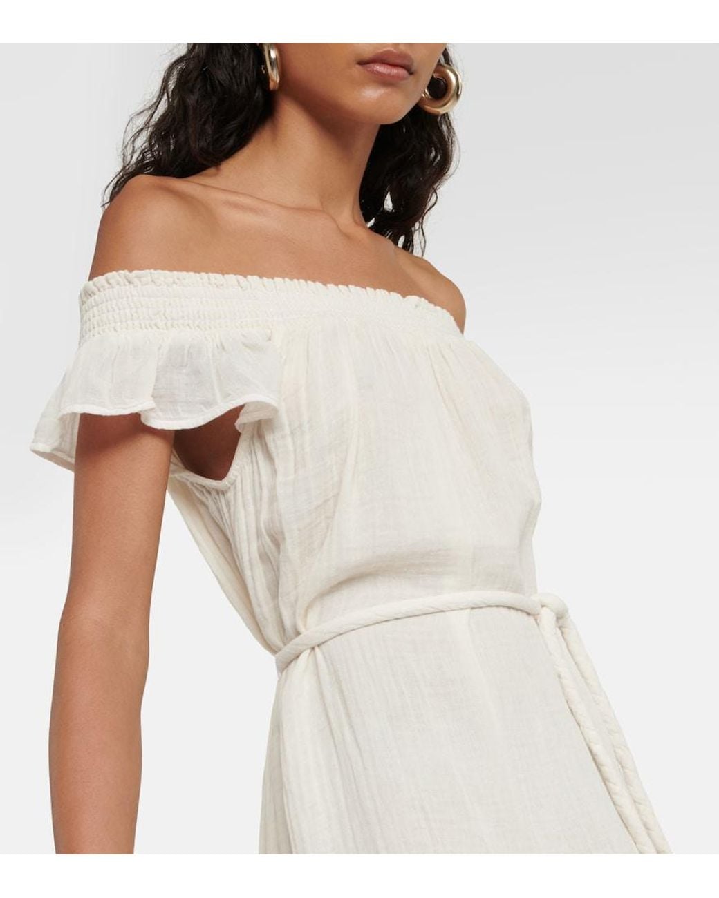 Velvet White Justine Cotton Gauze Midi Dress