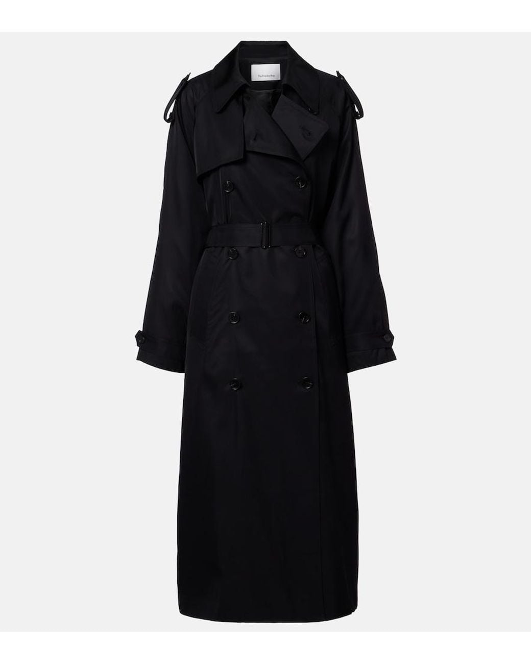 Frankie Shop Black Veyron Double-Breasted Twill Trench Coat