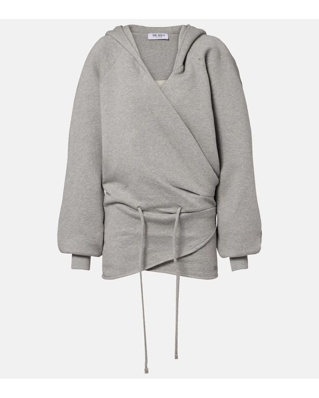 The Attico Gray Cotton Jersey Sweatshirt Dress