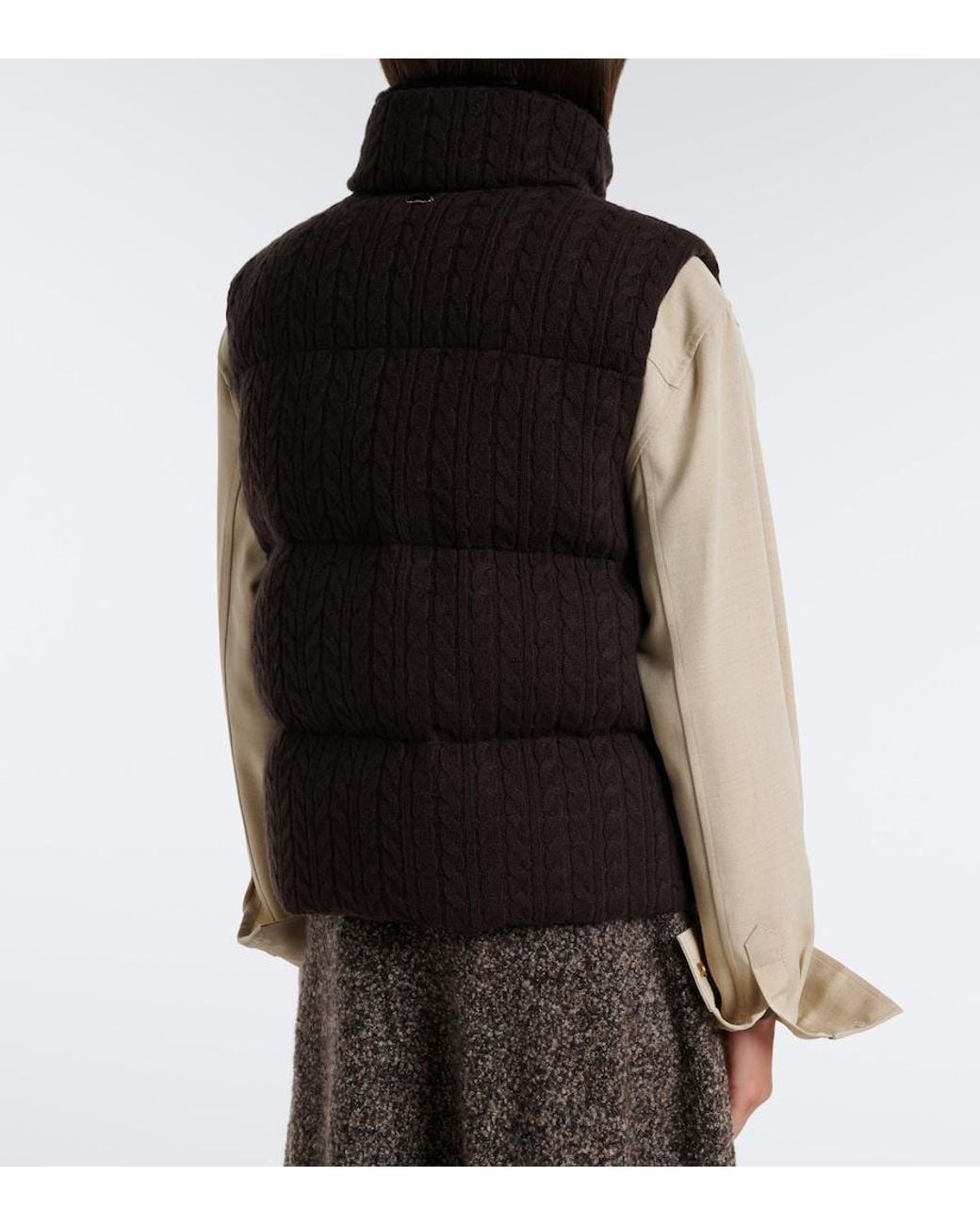 Agnona Black Cable-Knit Cashmere Puffer Vest