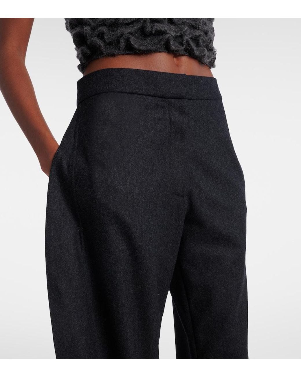 Alaïa Blue Wool Barrel-Leg Pants