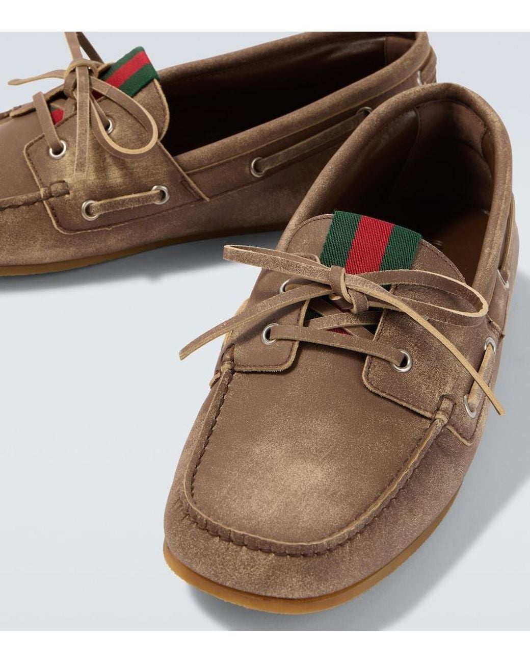 Gucci Segelschuhe Web Stripe Aus Leder in White für Herren
