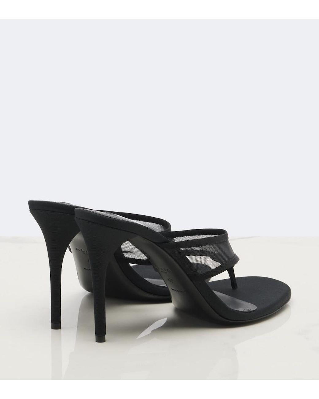 Alaïa Black Mesh Thong Sandals