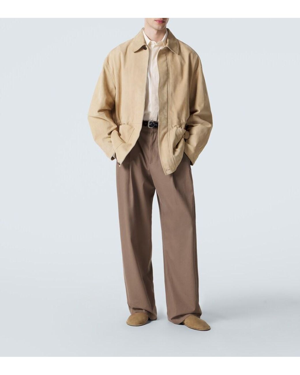 The Row Brown Canal Suede Slip-On Shoes for men