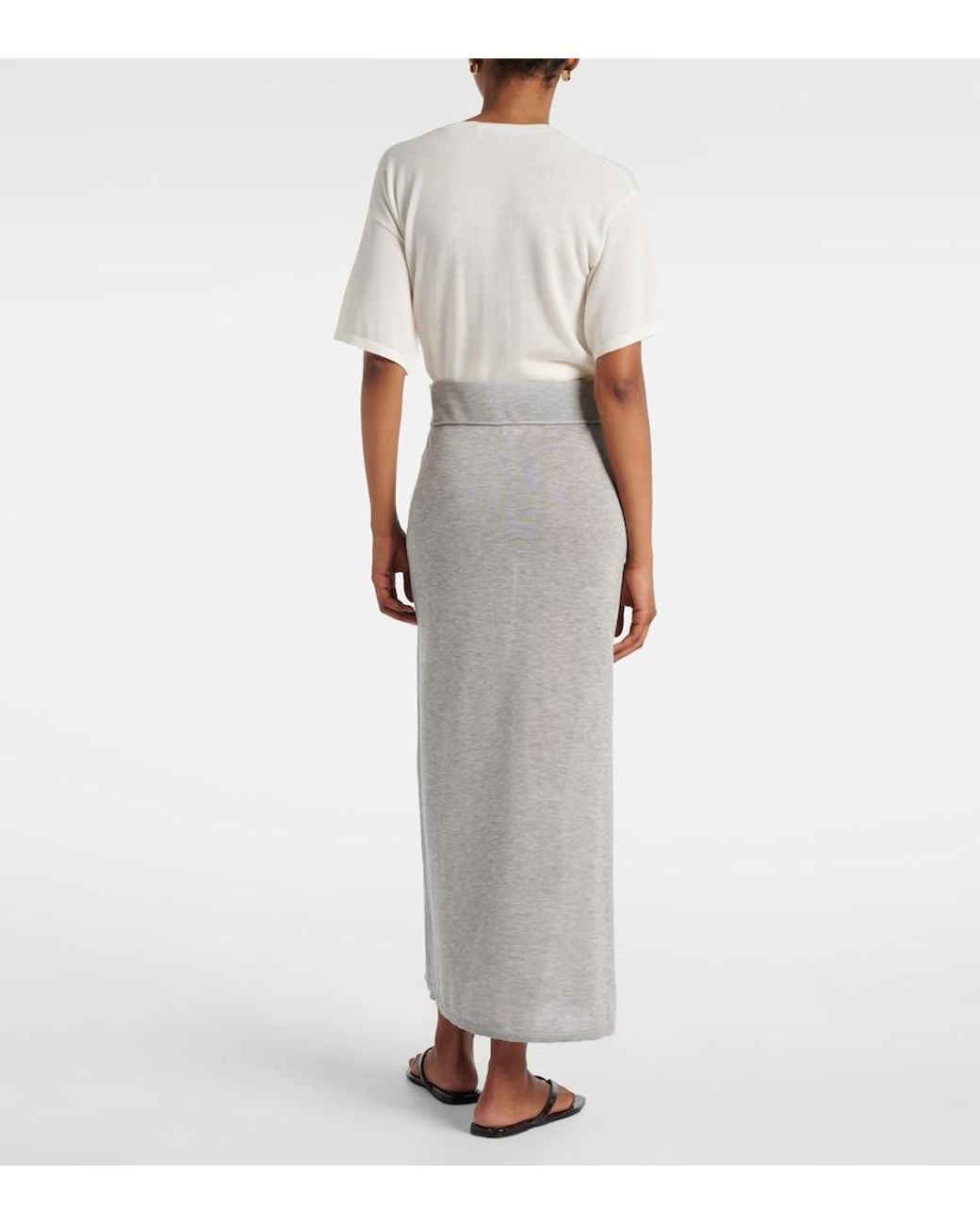 Totême Gray Knitted Maxi Skirt