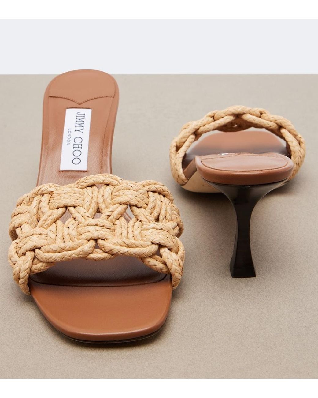 Jimmy Choo Natural Chara Raffia Mules