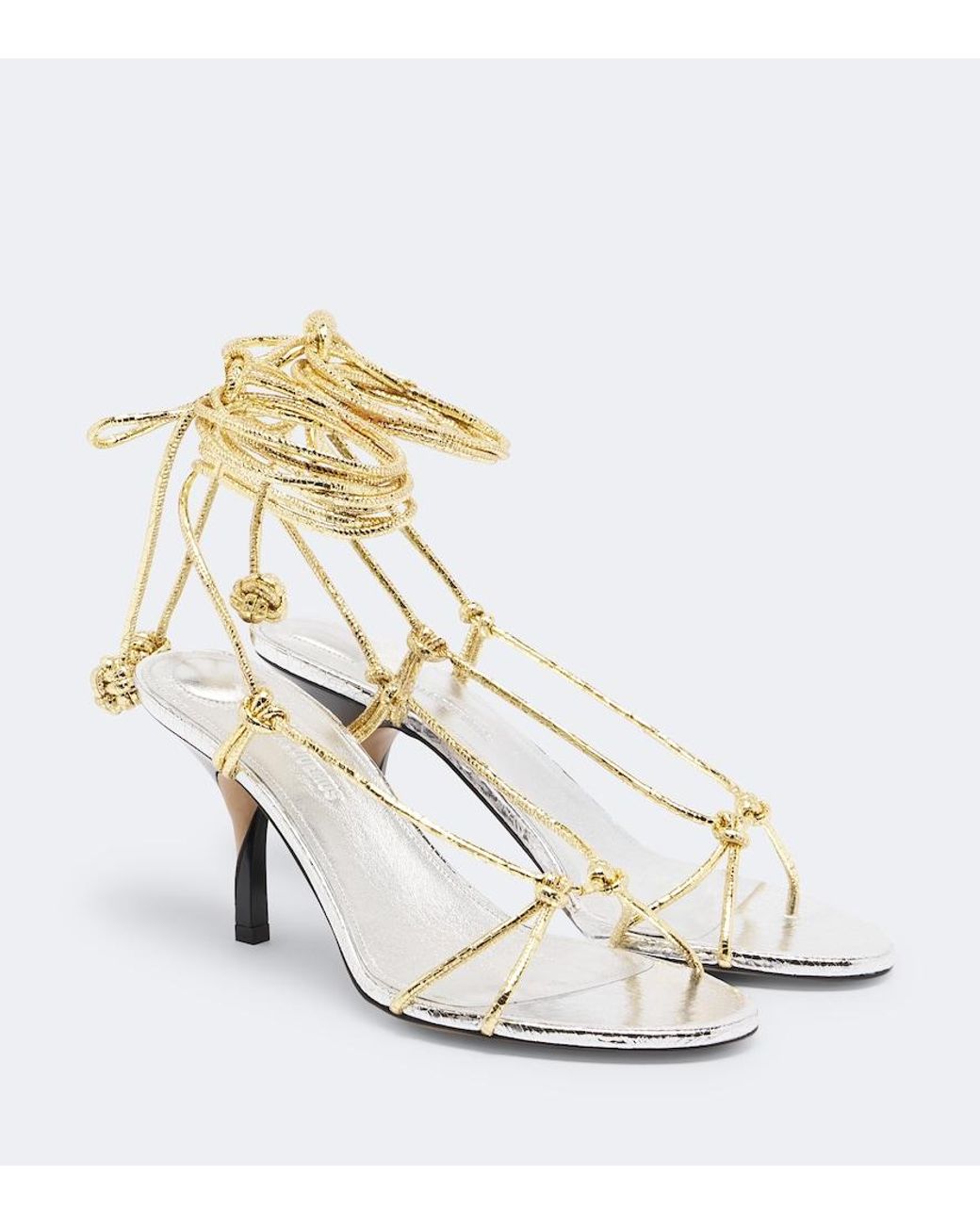 Jacquemus Tourni Metallic Leather Sandals