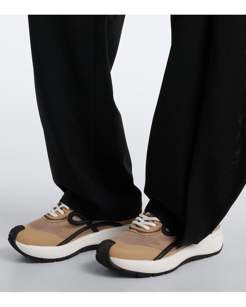 Loewe White Pogo Mesh-Trimmed Sneakers