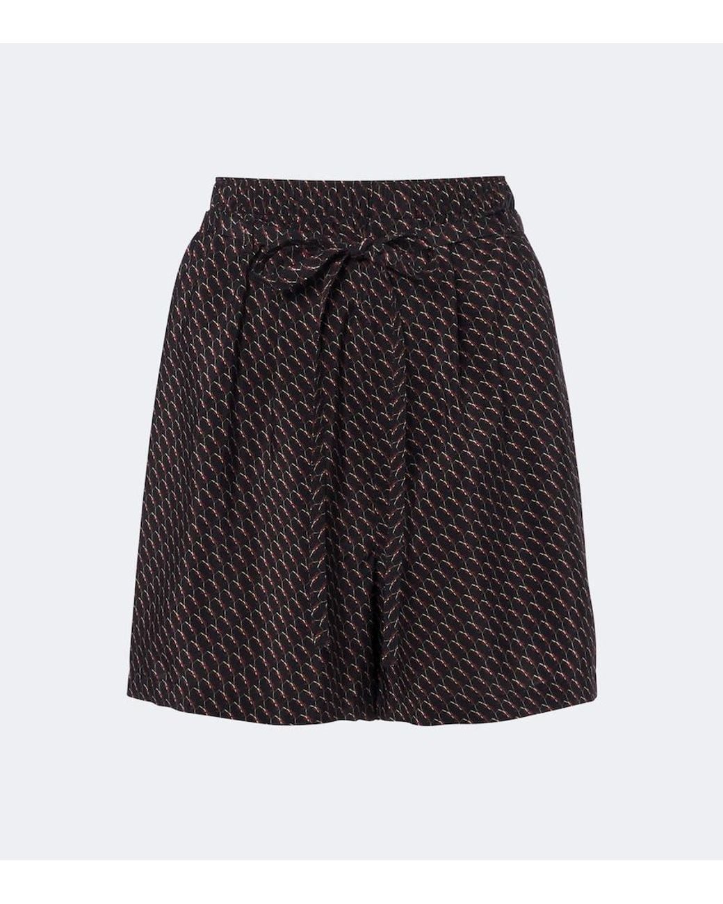 Saint Laurent Black Cassandre Printed Silk Shorts