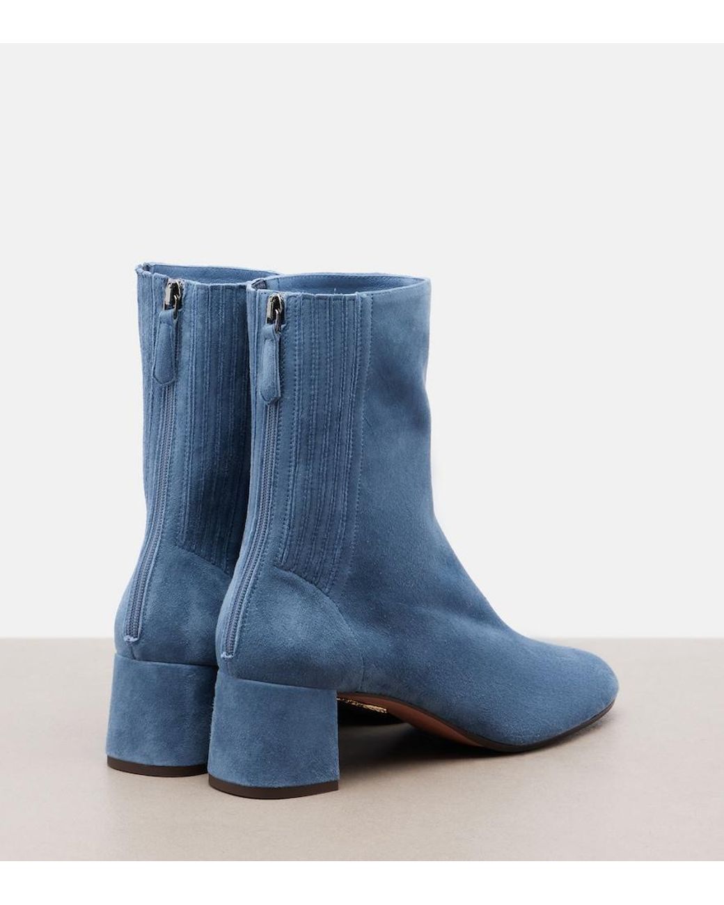 Aquazzura Blue Saint Honore Suede Ankle Boots