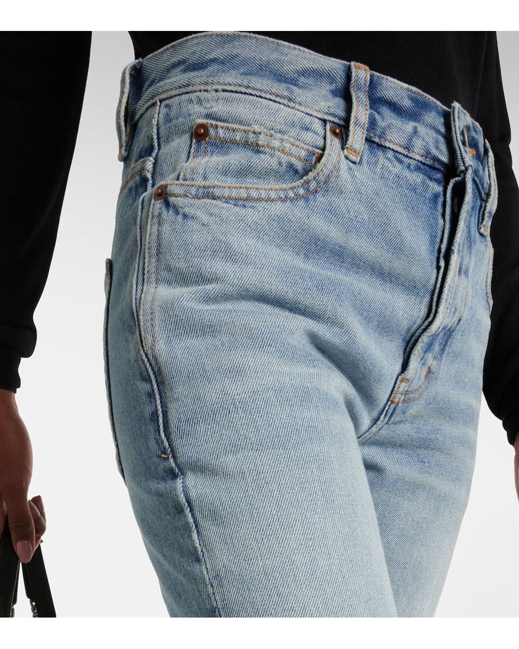 Saint Laurent Blue Nico High-Rise Straight Jeans