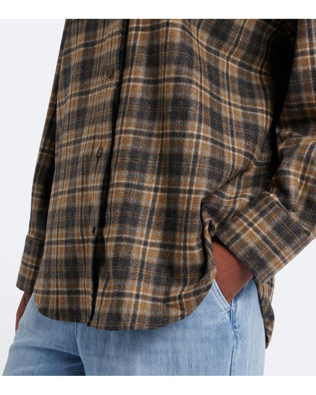Rohe Brown Checked Wool-Blend Overshirt