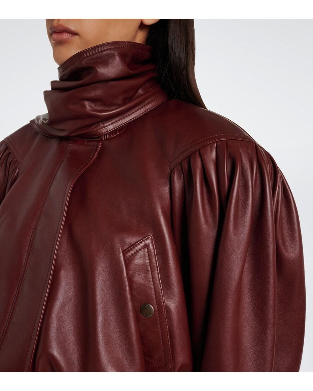 Chloé Red Draped Cropped Leather Jacket