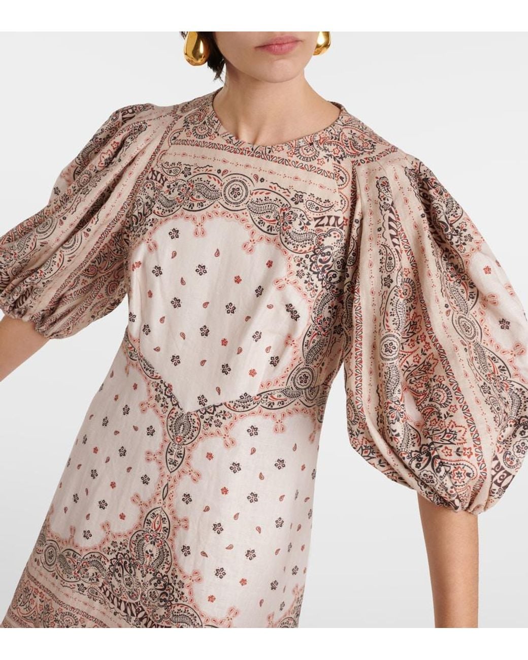 Zimmermann Natural Day Bandana Linen Midi Dress