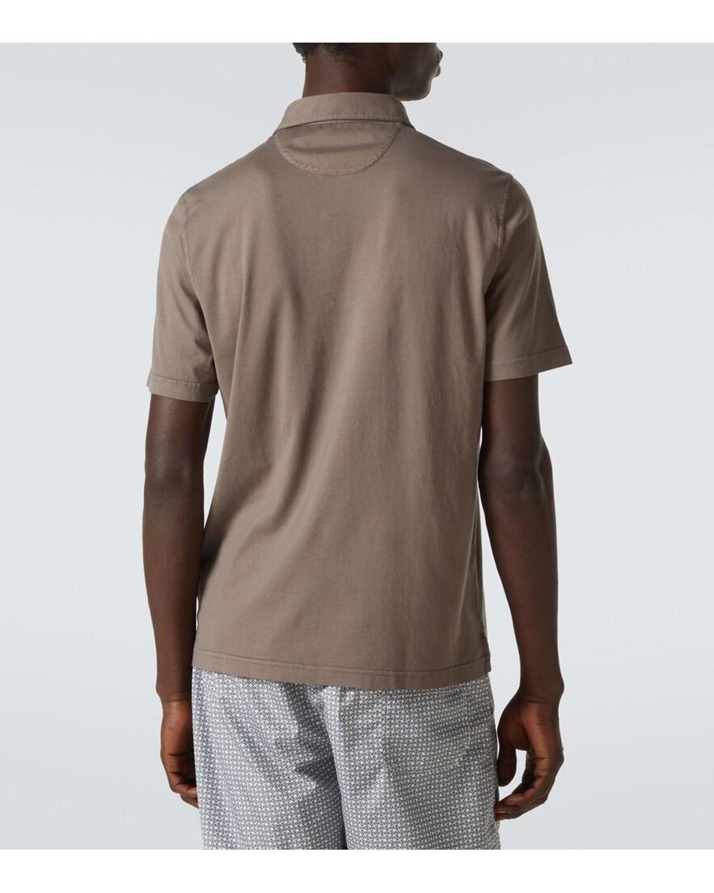 Fedeli Brown Zero Cotton Jersey Polo Shirt for men