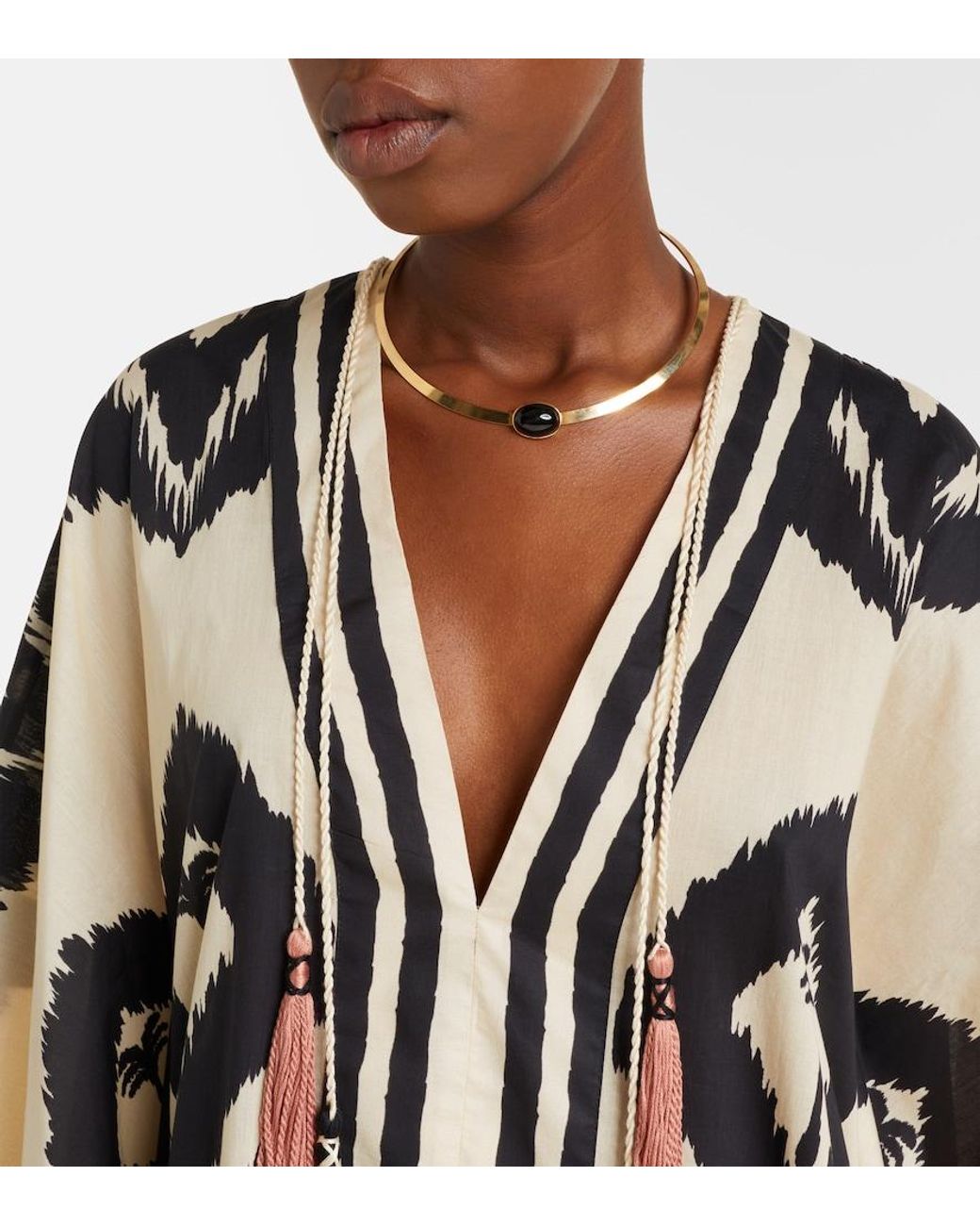 Johanna Ortiz White Printed Cotton Kaftan