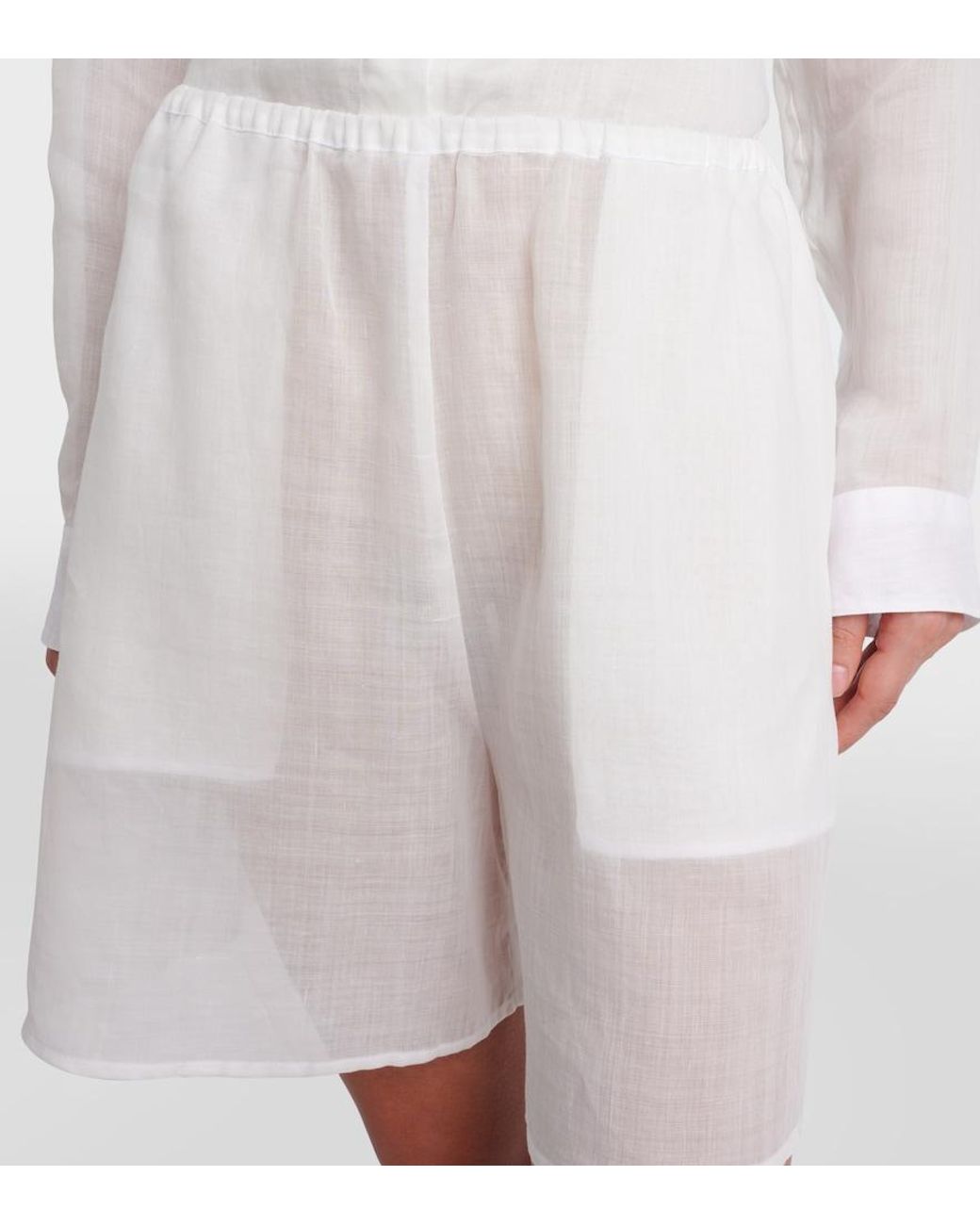 Totême White Ramie Shorts