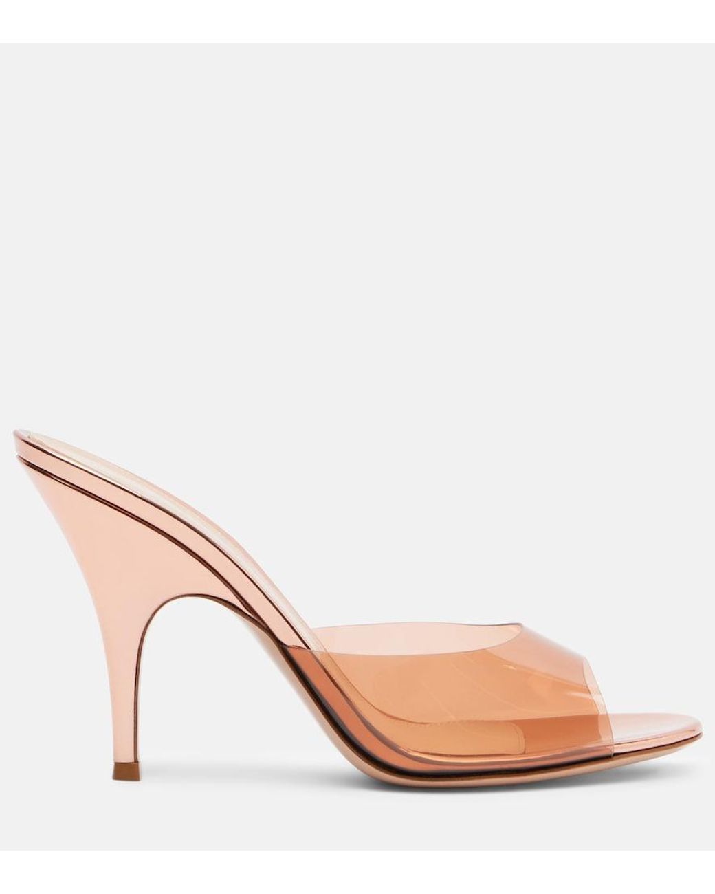 Gianvito Rossi Pink Sofia Leather-Trimmed Pvc Mules