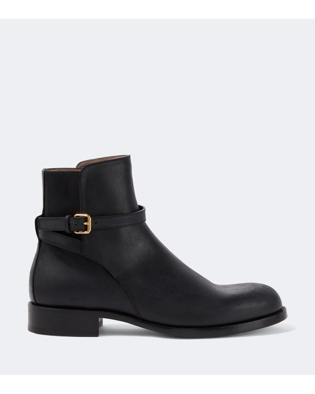 The Row Black Nobilis Leather Ankle Boots for men
