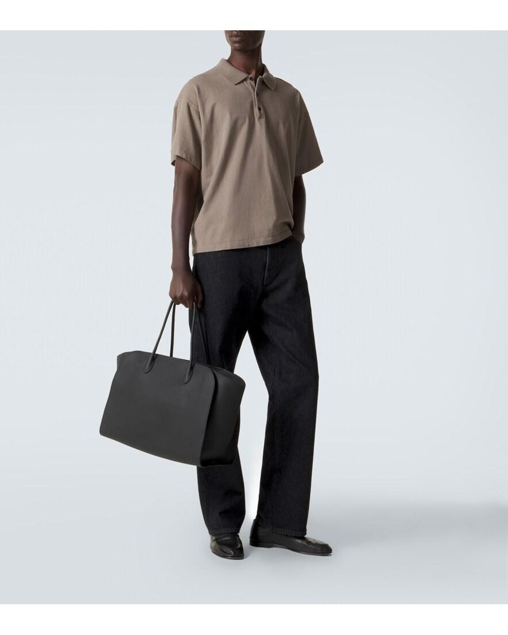 The Row Marlo 17 Leather Tote Bag in Black for Men | Lyst Canada