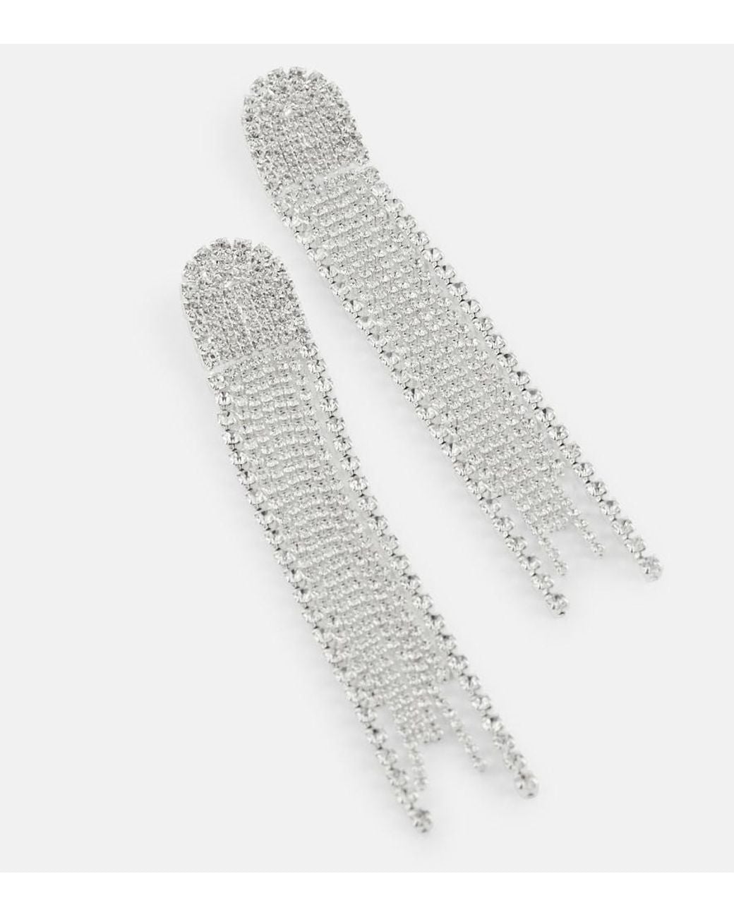 Magda Butrym White Crystal-Embellished Drop Earrings