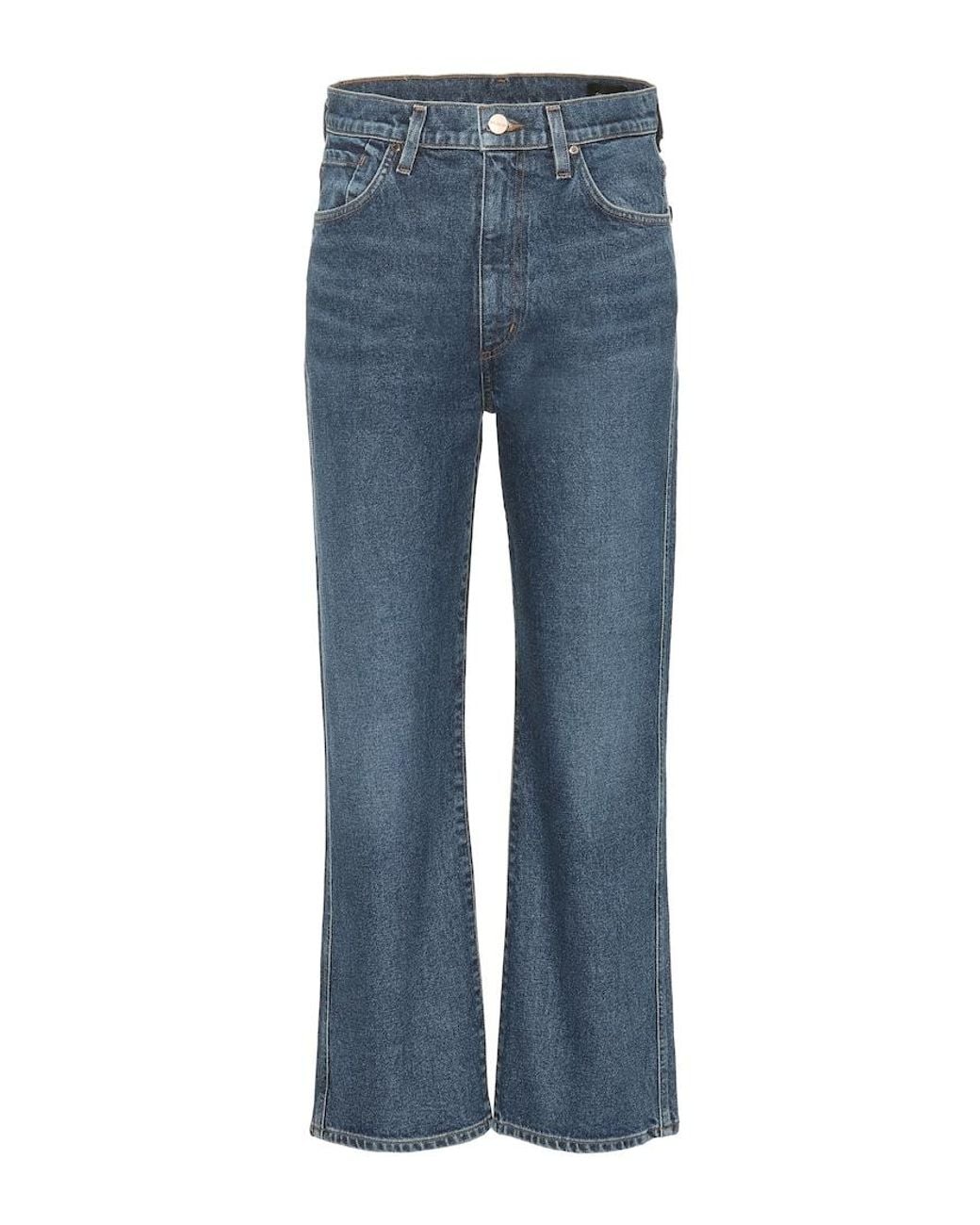 Goldsign Blue High-Rise Cropped Wide-Leg Jeans