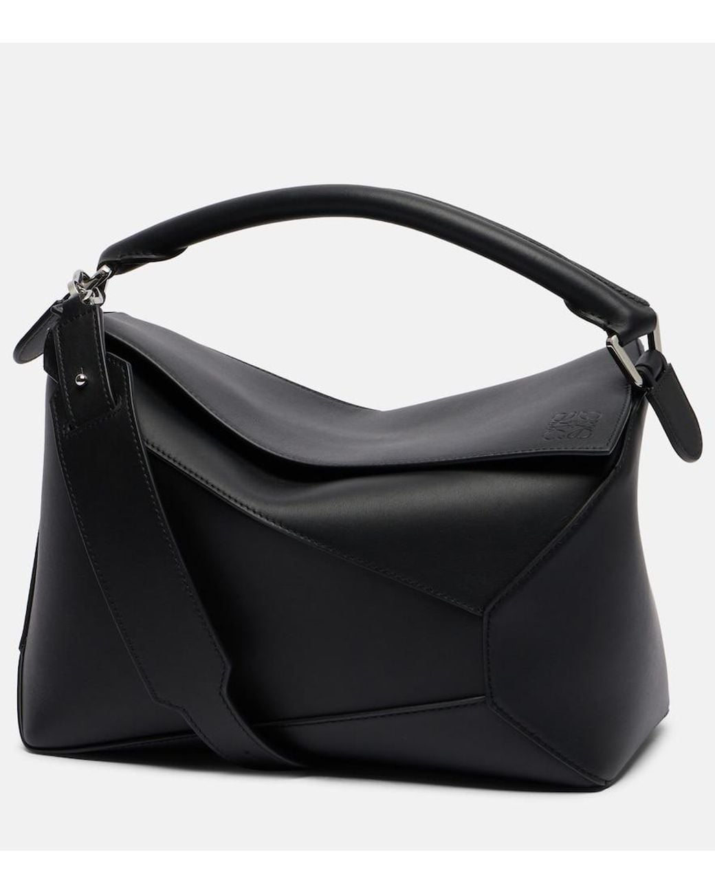 Loewe Black Puzzle Edge Medium Leather Top-Handle Bag
