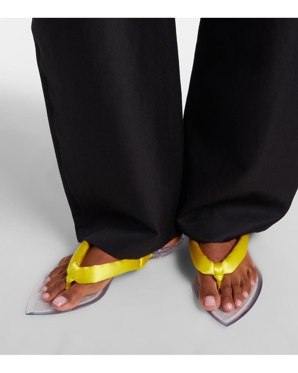 Alaïa Yellow Invisible Satin Thong Sandals