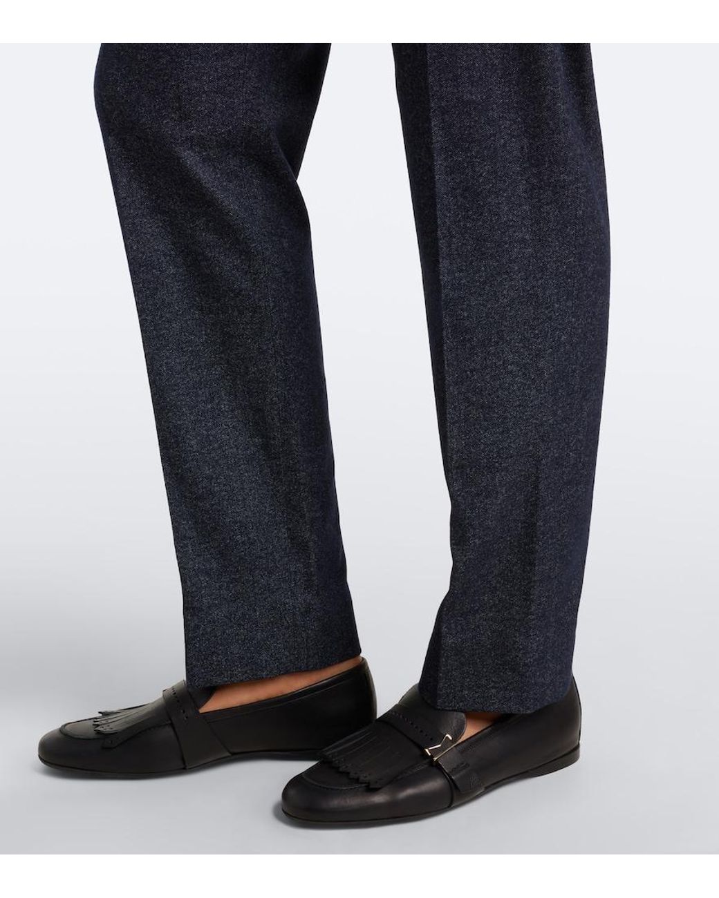 Eleventy Blue Wool-Blend Slim Pants