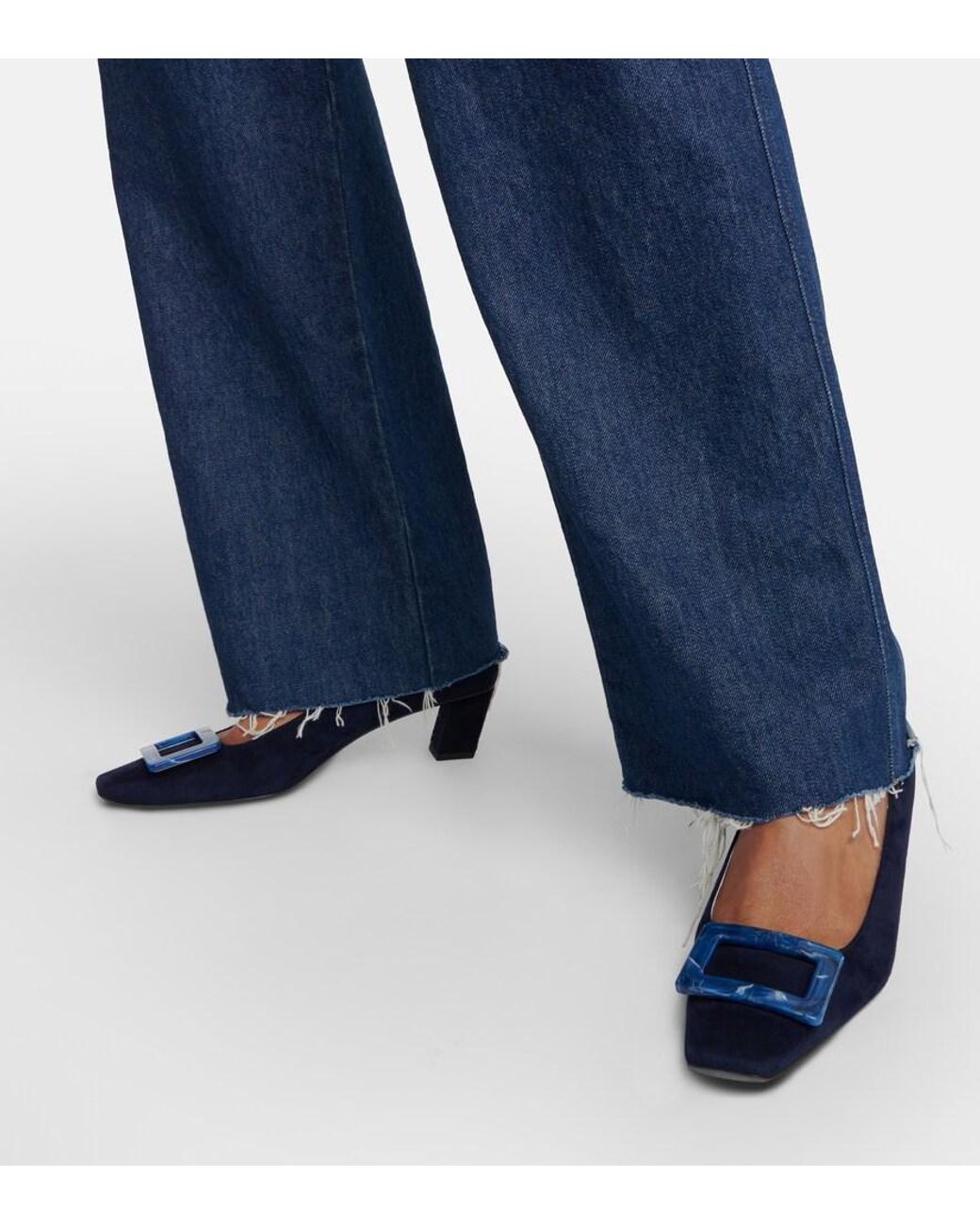 Roger Vivier Blue Belle Vivier 45 Suede Pumps