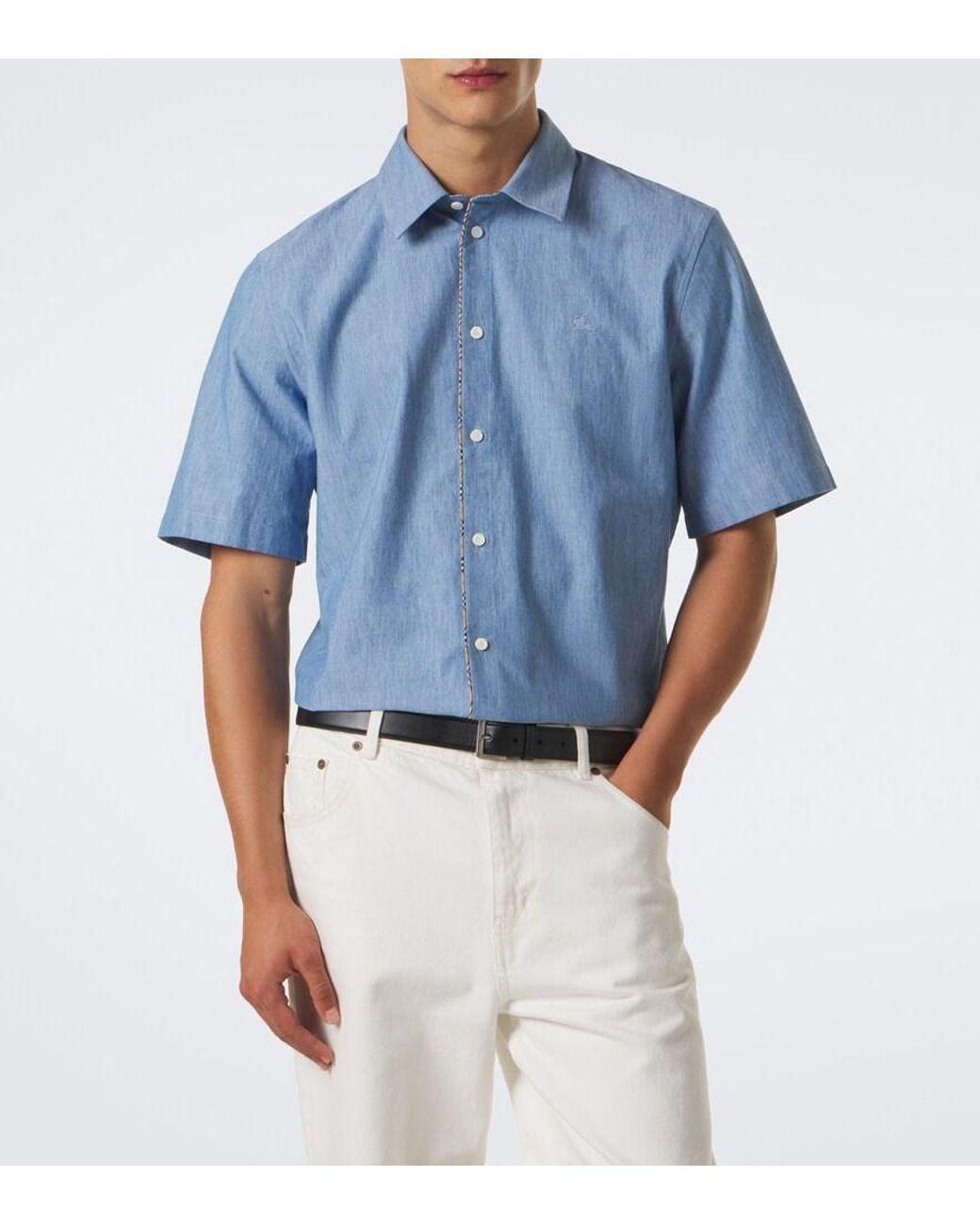 Burberry Blue Ekd Cotton Shirt for men